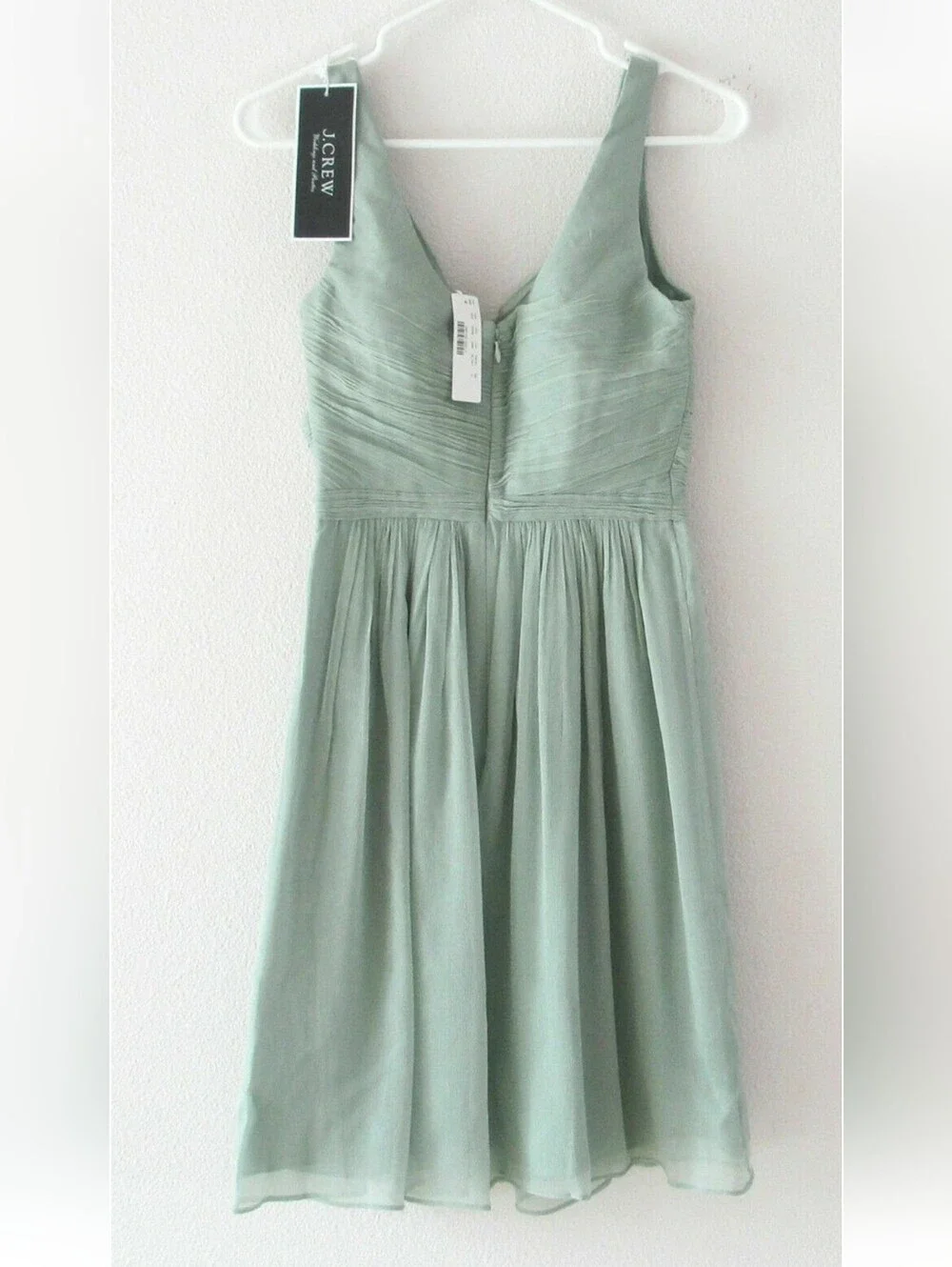 J. Crew Sage Green V-Neck Chiffon Midi Dress